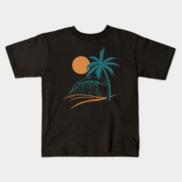 Tropical Waves Kids T-Shirt by SommersethArt